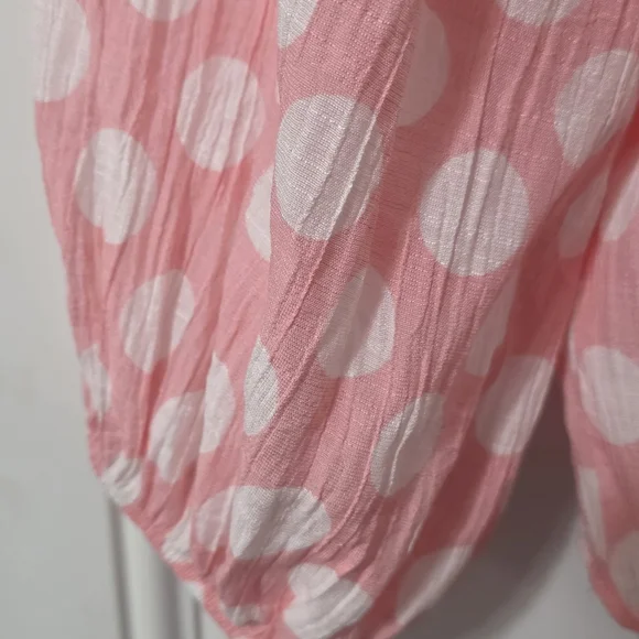 Zac & Rachel Pink and White Polka Dot Blouse - Picture 4 of 5